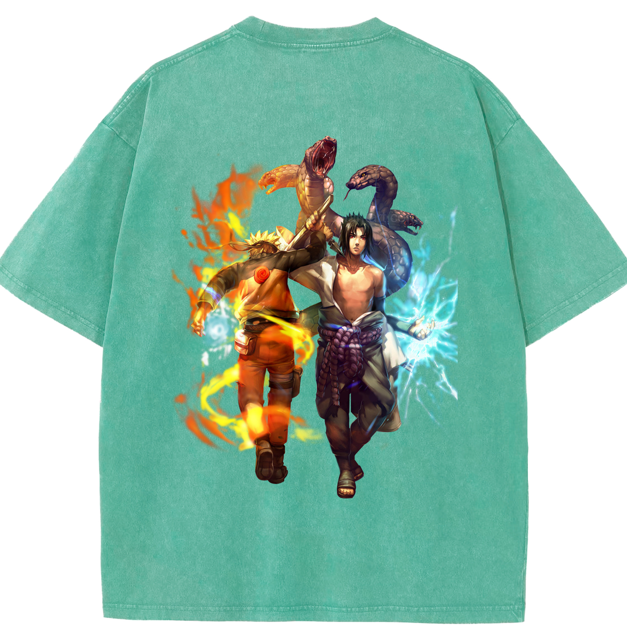 （画像用） NARUTO -ナルト- うちは サスケ Uchiha Sasuke 綿100% ヴィンテージ風 半袖Tシャツ（背面プリント）